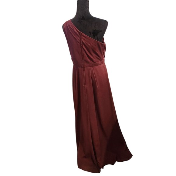 David's Bridal Burgundy/Deep Purple One Shoulder Dress With Split Size 12 - Picture 10 of 12